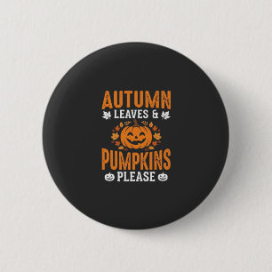 Badge Rond 5 Cm Citrouilles de feuilles d'automne S'il vous plaît
