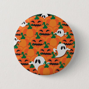 Badge Rond 5 Cm Citrouilles fantomatiques de l'Halloween ensorcelé