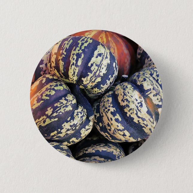 Badge Rond 5 Cm Citrouilles rayées rustiques (Devant)