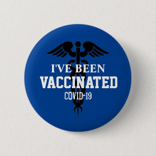 Badge Rond 5 Cm Civil 19 Vacciné Coronavirus Bleu