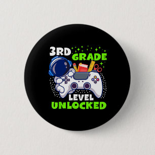 Badge Rond 5 Cm Ck À l'école Niveau 3e année Débloqué Gamer Garçon