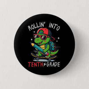 Badge Rond 5 Cm Ck À l'école Roulement Dans La 10e Année T-rex Ska