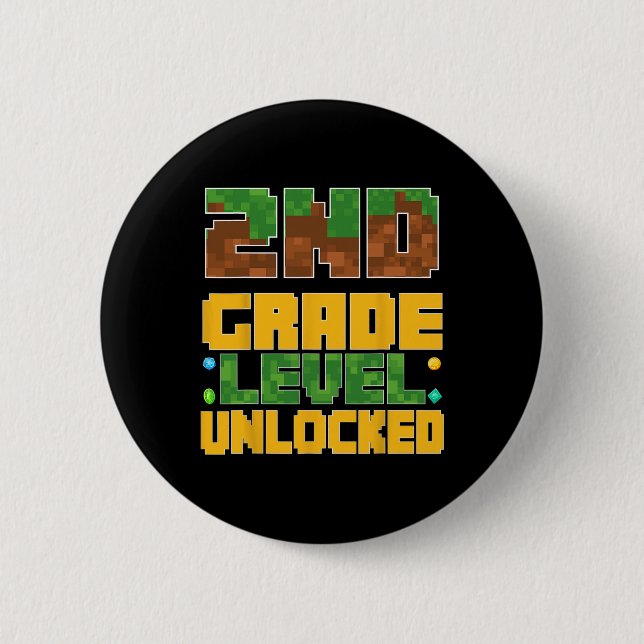 Badge Rond 5 Cm Ck To School 2nd Grade Boys Gamer First Day Second (Devant)