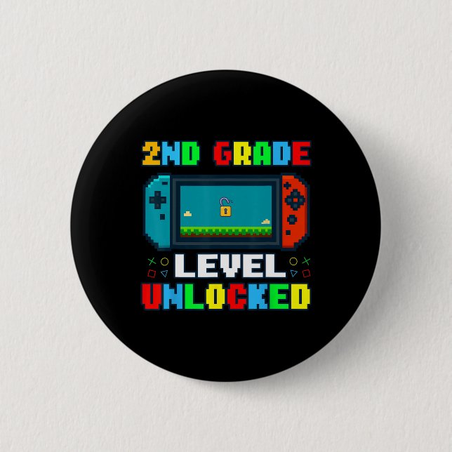 Badge Rond 5 Cm Ck To School 2nd Grade Level Unlocked Gamer Kids B (Devant)