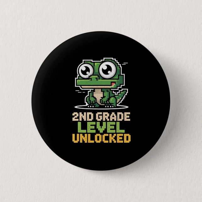 Badge Rond 5 Cm Ck To School 2nd Grade Lizard Gamer Second Level U (Devant)