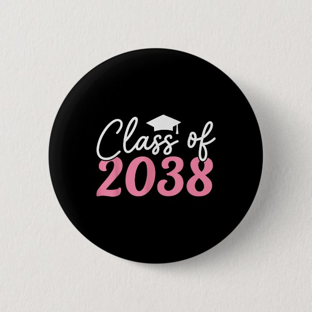 Badge Rond 5 Cm Cl De 2038 Croître Avec Moi Kindergarten Pink Coqu (Devant)