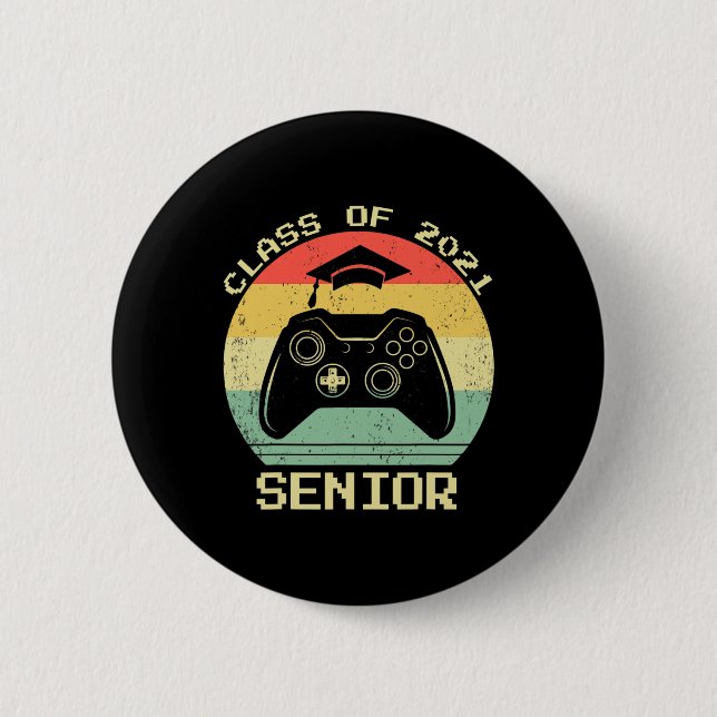 Badge Rond 5 Cm Cl Of 2021 Mignonne Graduation Gift Jeu Vidéo Game (Devant)