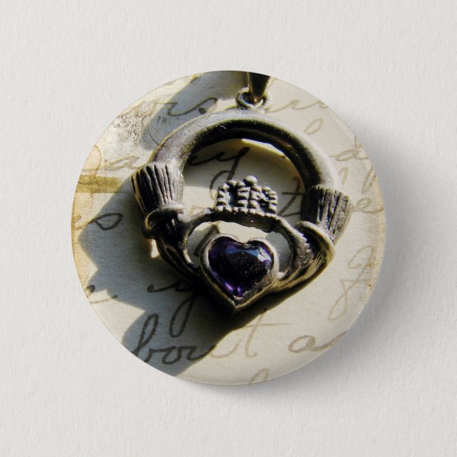 Badge Rond 5 Cm Claddagh (Devant)