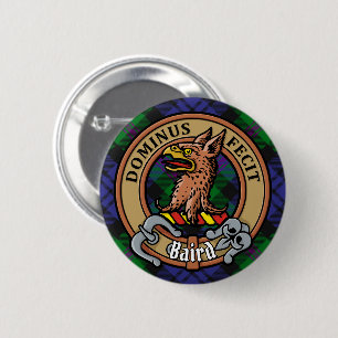 Badge Rond 5 Cm Clan Baird Crest sur Tartan