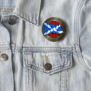Badge Rond 5 Cm Clan Baird Tartan Knot & Drapeau