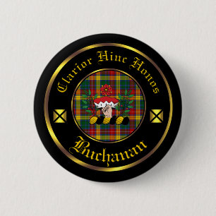 Badge Rond 5 Cm Clan Buchanan & Bouton Tartan