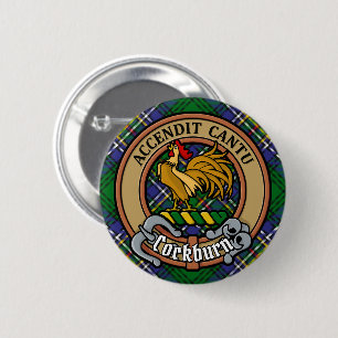 Badge Rond 5 Cm Clan Cockburn Crest sur Tartan