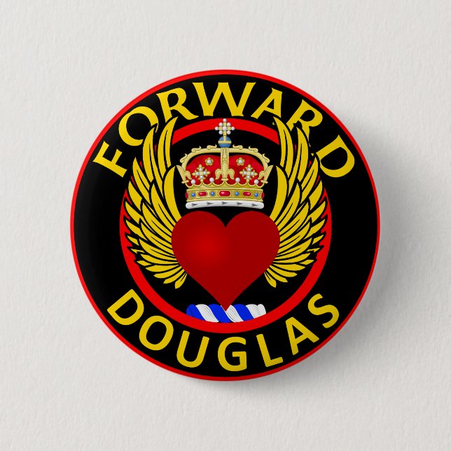 Badge Rond 5 Cm Clan Douglas Bouton "AVANT" Insigne, dos foncé (Devant)