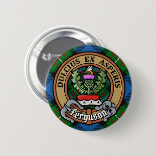 Badge Rond 5 Cm Clan Ferguson Crest sur Tartan