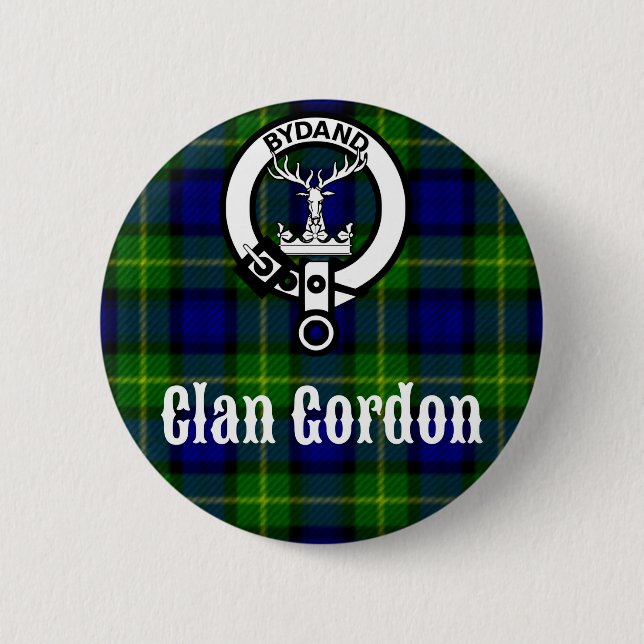 Badge Rond 5 Cm Clan Gordon Tartan Crest (Devant)