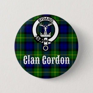Badge Rond 5 Cm Clan Gordon Tartan Crête