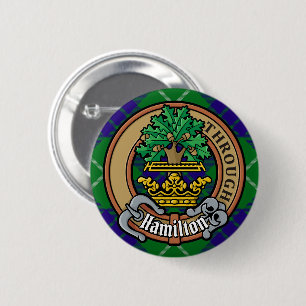Badge Rond 5 Cm Clan Hamilton Crest sur la chasse Tartan