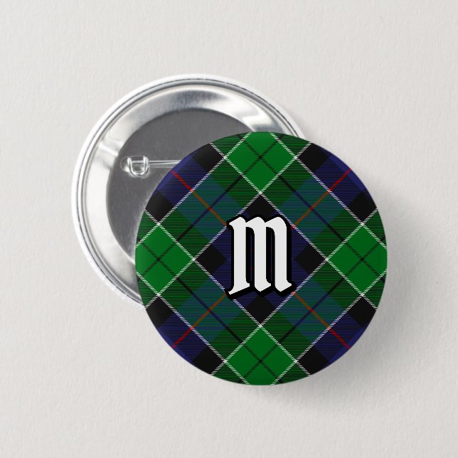 Badge Rond 5 Cm Clan Leslie Chasse Tartan (Devant & derrière)