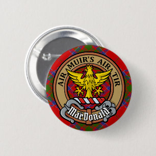 Badge Rond 5 Cm Clan MacDonald de Keppoch Crest sur Tartan