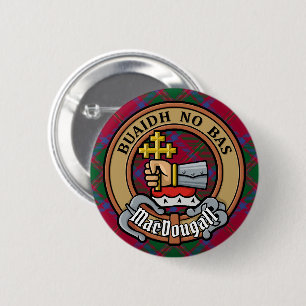 Badge Rond 5 Cm Clan MacDougall Crest sur Tartan