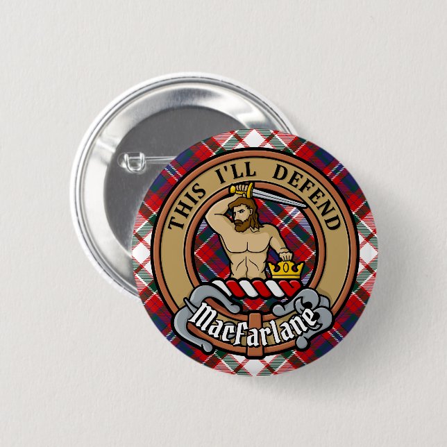 Badge Rond 5 Cm Clan MacFarlane Crest sur le tatan de robe (Devant & derrière)