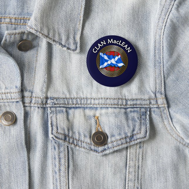 Badge Rond 5 Cm Clan MacLean Tartan Knot & Drapeau (En situation)