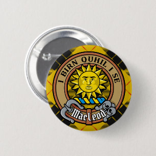 Badge Rond 5 Cm Clan MacLeod de Lewis Crest sur Tartan
