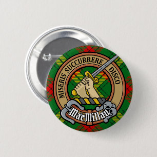 Badge Rond 5 Cm Clan MacMillan Crest sur Tartan