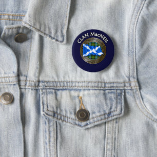 Badge Rond 5 Cm Clan MacNeil Tartan Knot & Flag