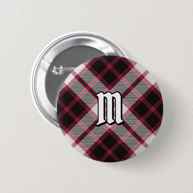 Badge Rond 5 Cm Clan MacPherson Bouton Tartan Chasse (Devant & derrière)