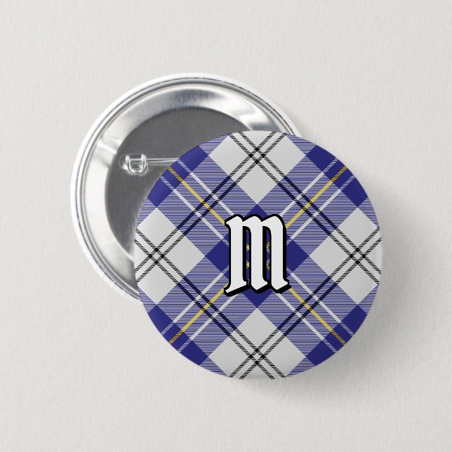 Badge Rond 5 Cm Clan MacPherson Bouton tatan robe bleu (Devant & derrière)
