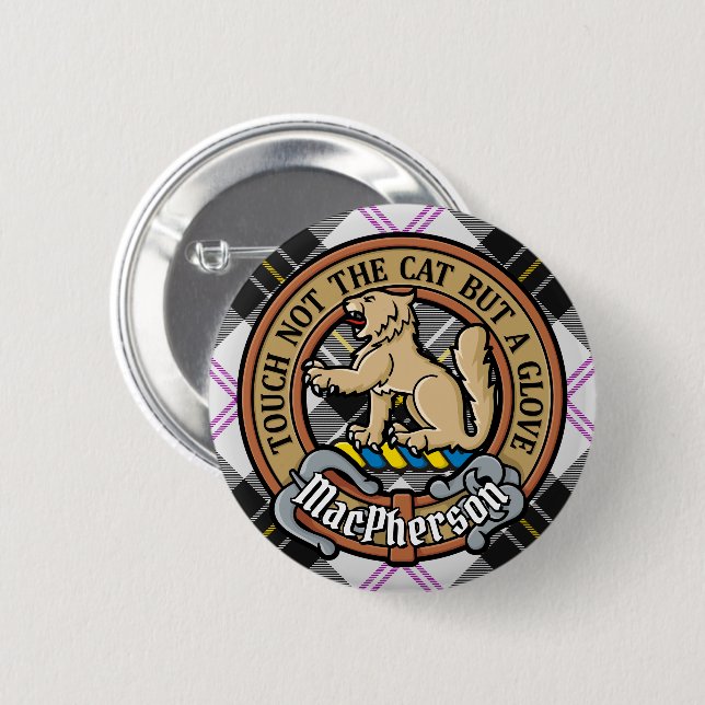 Badge Rond 5 Cm Clan MacPherson Crest sur le tatan de robe (Devant & derrière)