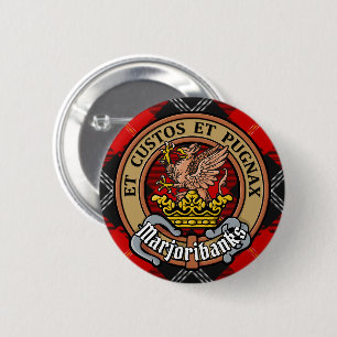 Badge Rond 5 Cm Clan Marjoribanks crête sur Tartan