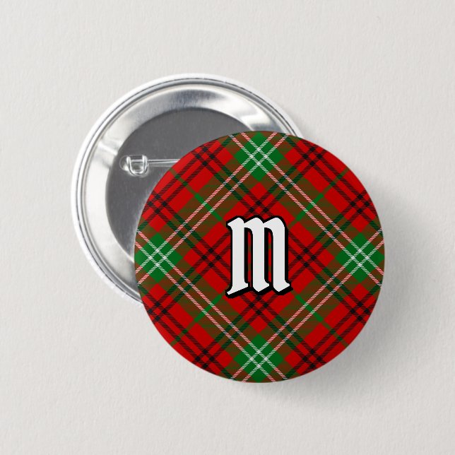 Badge Rond 5 Cm Clan Morrison Bouton rouge Tartan (Devant & derrière)