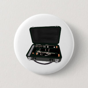 Badge Rond 5 Cm Clarinet démonté dans une valise