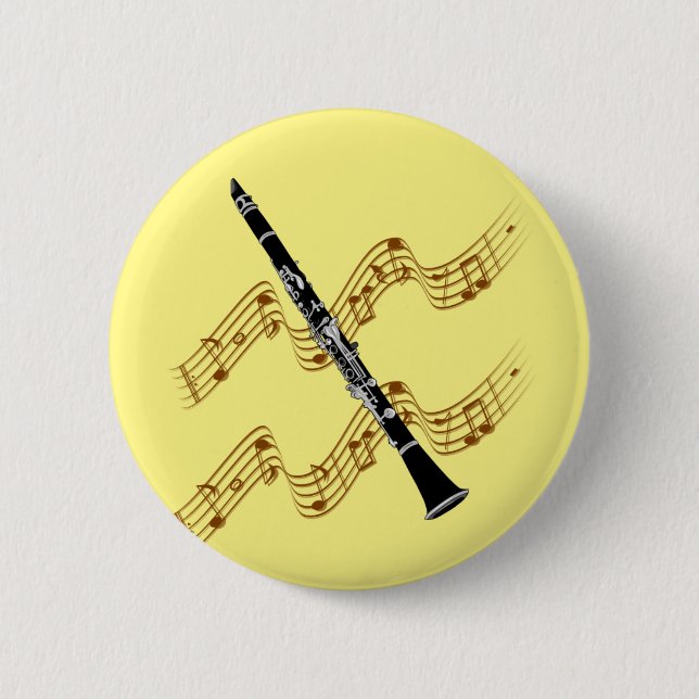 Badge Rond 5 Cm Clarinet, design populaire, (Devant)