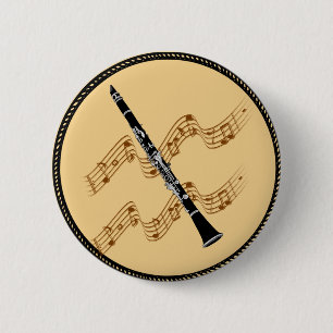 Badge Rond 5 Cm Clarinet, instrument à vent
