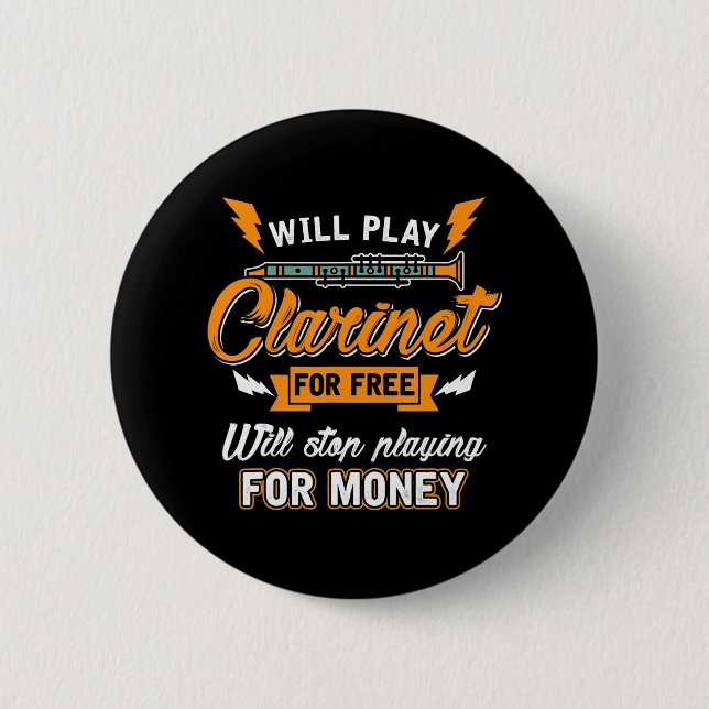 Badge Rond 5 Cm Clarinet Player Music Funny Band (Devant)