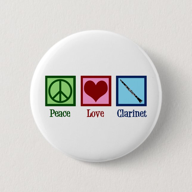 Badge Rond 5 Cm Clarinets d'amour pour la paix (Devant)