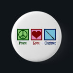 Badge Rond 5 Cm Clarinets d'amour pour la paix<br><div class="desc">Joli cadeau Peace Love Clarinets. Un joli clarinettiste design pour orchestre ou groupe avec un joli signe de paix,  coeur,  et l'instrument.</div>