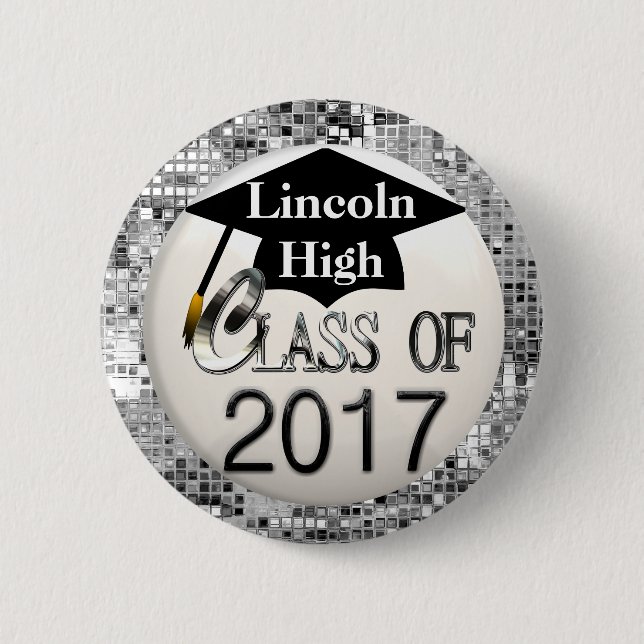 Badge Rond 5 Cm Classe argentée de paillettes du bouton 2017 (Devant)