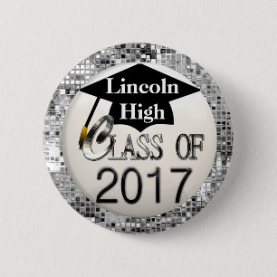 Badge Rond 5 Cm Classe argentée de paillettes du bouton 2017