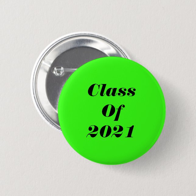Badge Rond 5 Cm Classe De 2021 Custom Neon Green Graduation Party (Devant & derrière)