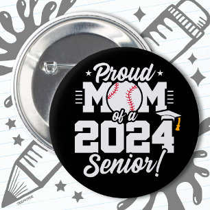 Badge Rond 5 Cm Classe de 2024 Graduation Baseball Maman Senior 20