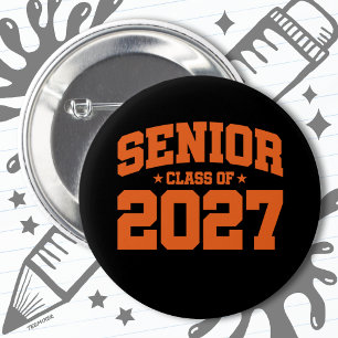 Badge Rond 5 Cm Classe de 2027 Lycée Graduation Senior 2027