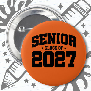 Badge Rond 5 Cm Classe de 2027 Lycée Graduation Senior 2027