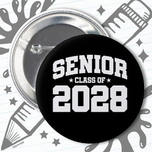 Badge Rond 5 Cm Classe de 2028 Lycée Graduation Senior 2028