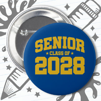 Badge Rond 5 Cm Classe de 2028 Lycée Graduation Senior 2028