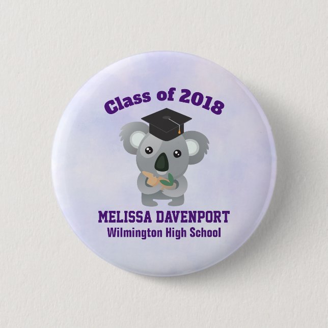 Badge Rond 5 Cm Classe de 20xx Cute Koala Ours dans la casquette d (Devant)
