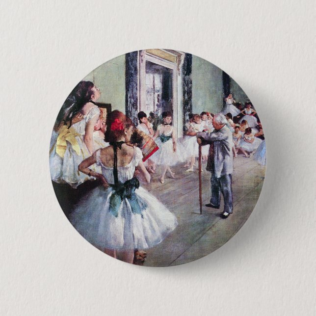Badge Rond 5 Cm Classe de danse par Edgar Degas, Ballet Art Vintag (Devant)